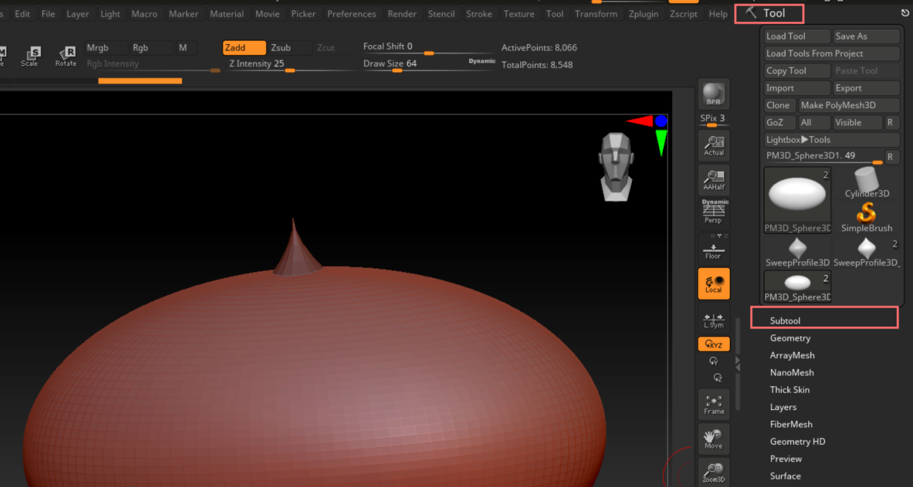 zbrush combine subtool