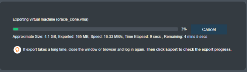 Exporting VM