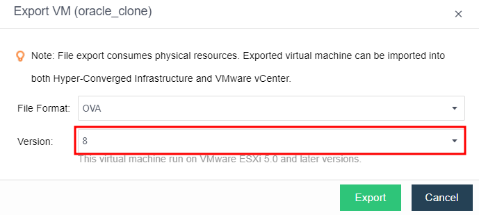 Exporting VM