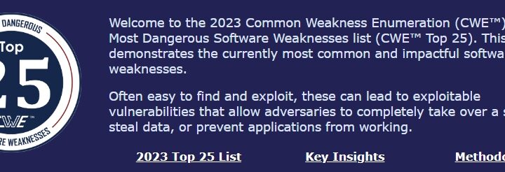 CWE Top 25 Most Dangerous Software Weaknesses