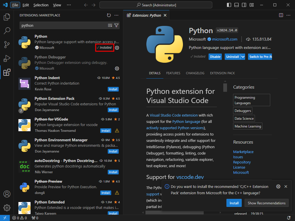 VS code python 설정