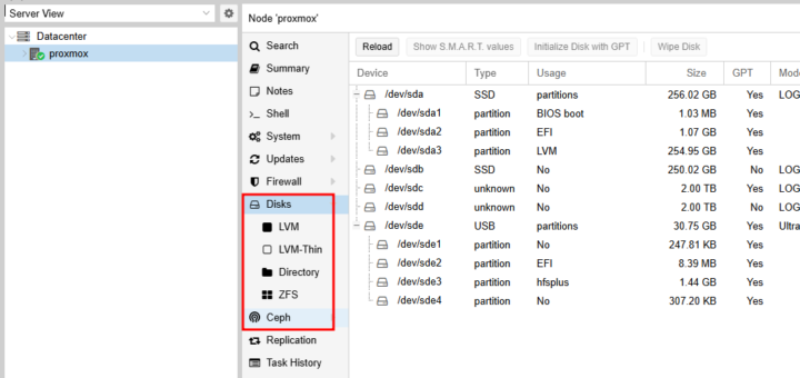 Proxmox Storage Type