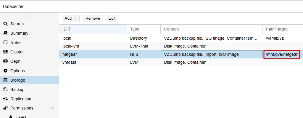 Proxmox VE에 NFS storage 추가하기