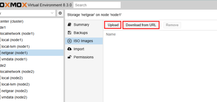 Proxmox VE에서 ISO image 파일 및 Import 파일을 업로드하기