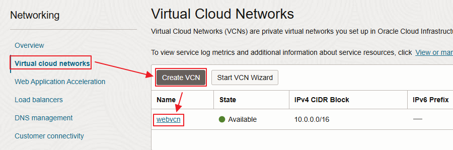 Create Virtual Cloud Network