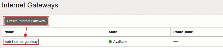 Create Internet Gateway
