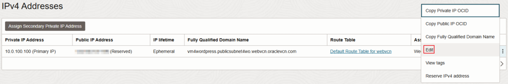 Reserved public ip 할당