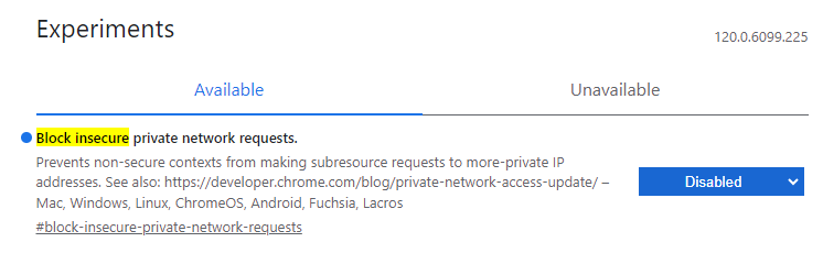 Block insecure private network request