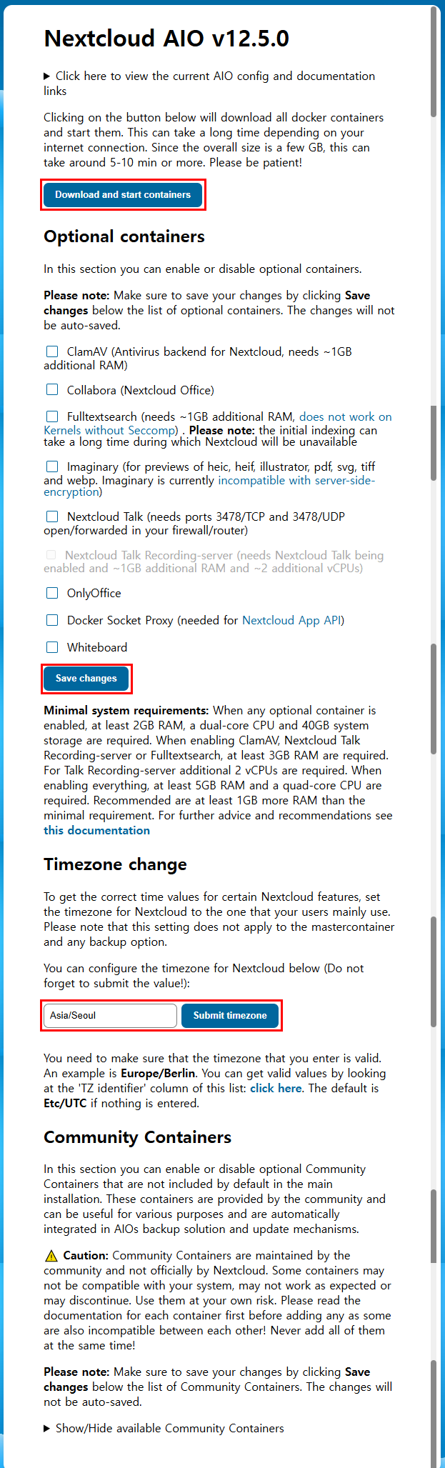 Download and start containers
