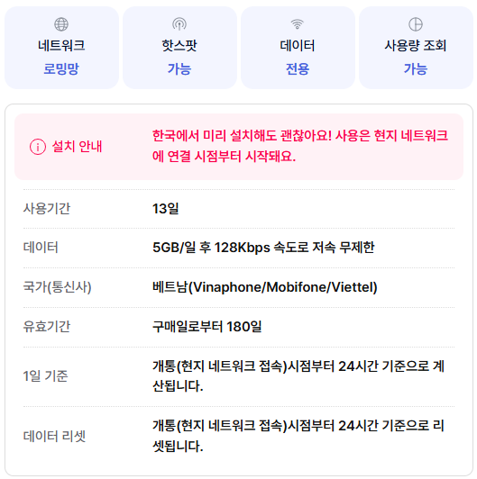 하노이 도시락 eSIM