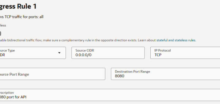 8080포트 Ingress Security Rule