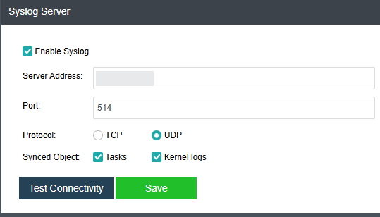 Sangfor HCI Syslog Server 설정