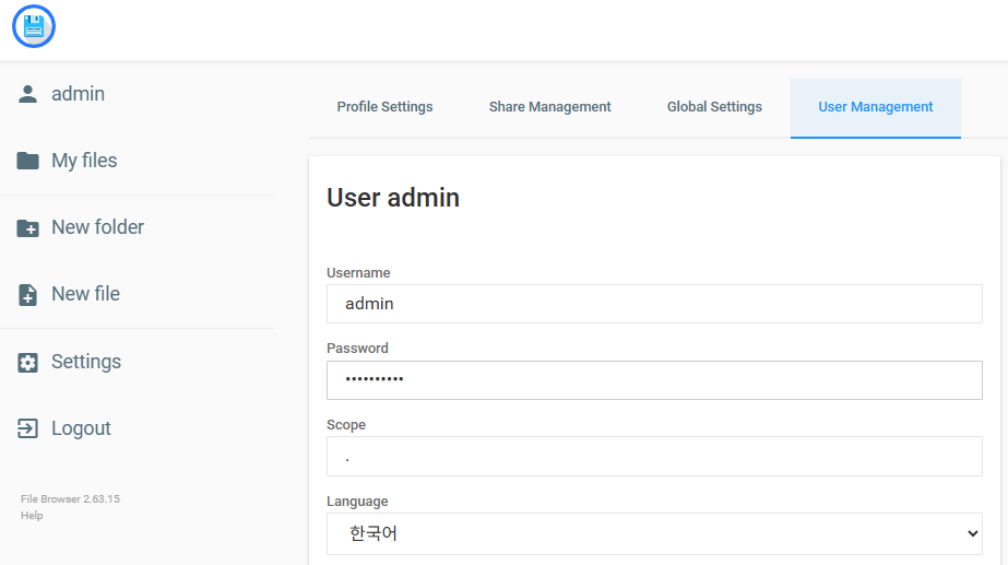 filebrowser user management