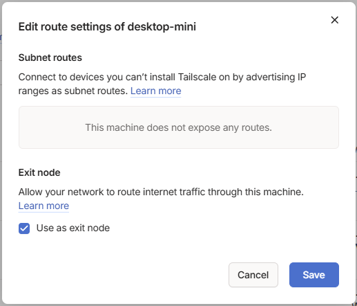 tailscale exit-node